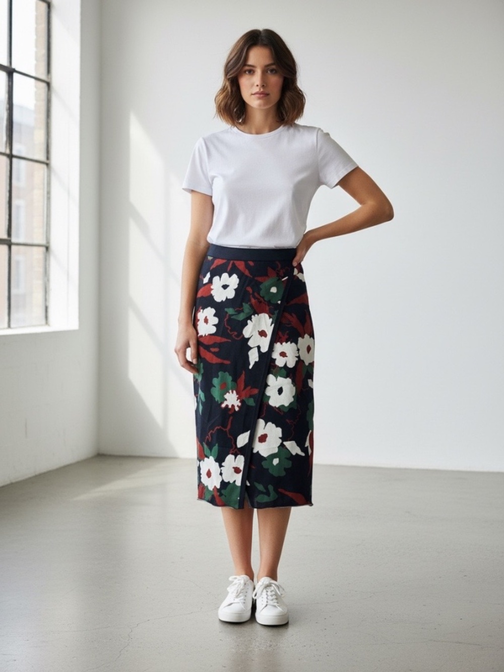 NWOT Tanya Taylor Floral Knit Wrap Skirt